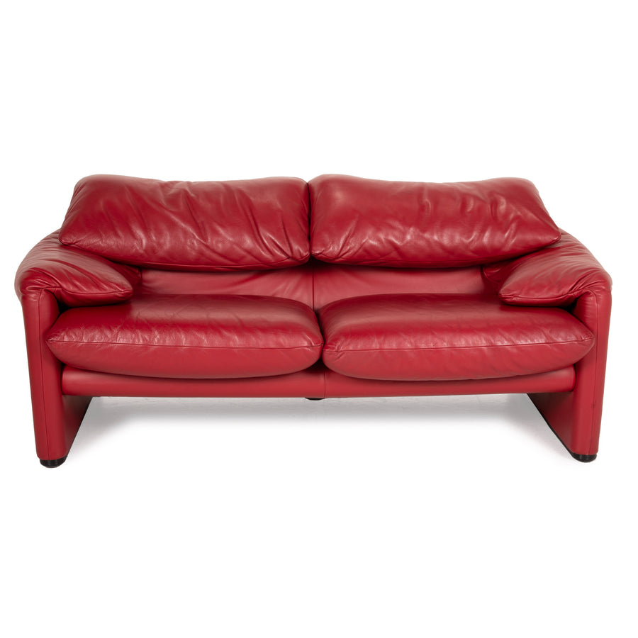 Cassina Maralunga Designer Leder Sofa Rot Zweisitzer Couch Funktion