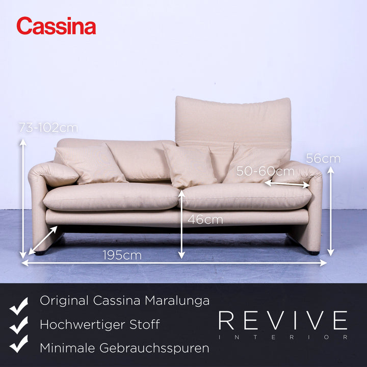 Cassina Maralunga Designer Stoff Sofa Garnitur Beige Dreisitzer Couch Funktion #5549