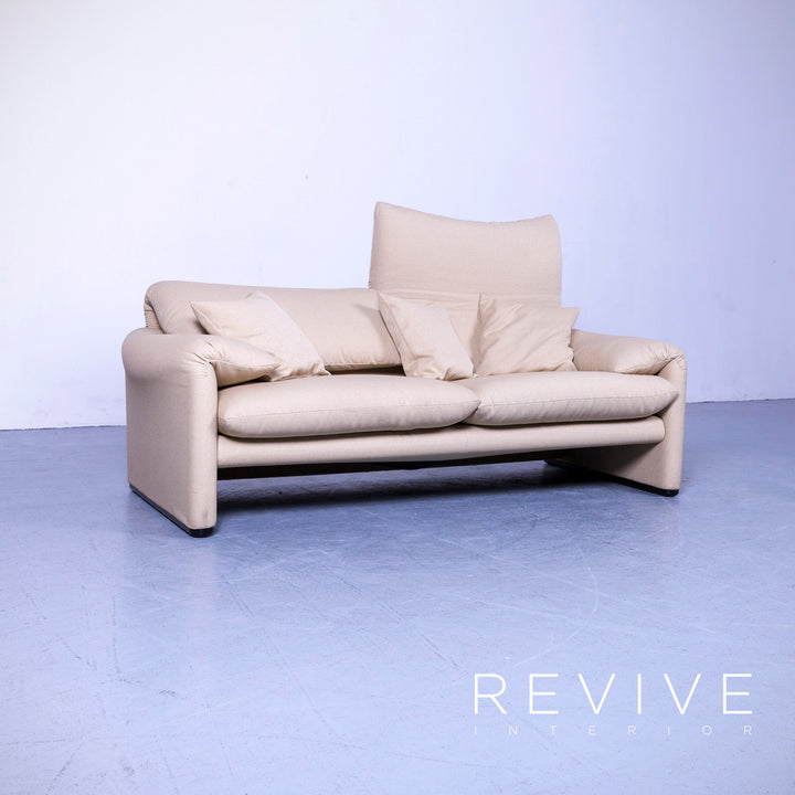 Cassina Maralunga Designer Stoff Sofa Garnitur Beige Dreisitzer Couch Funktion #5549