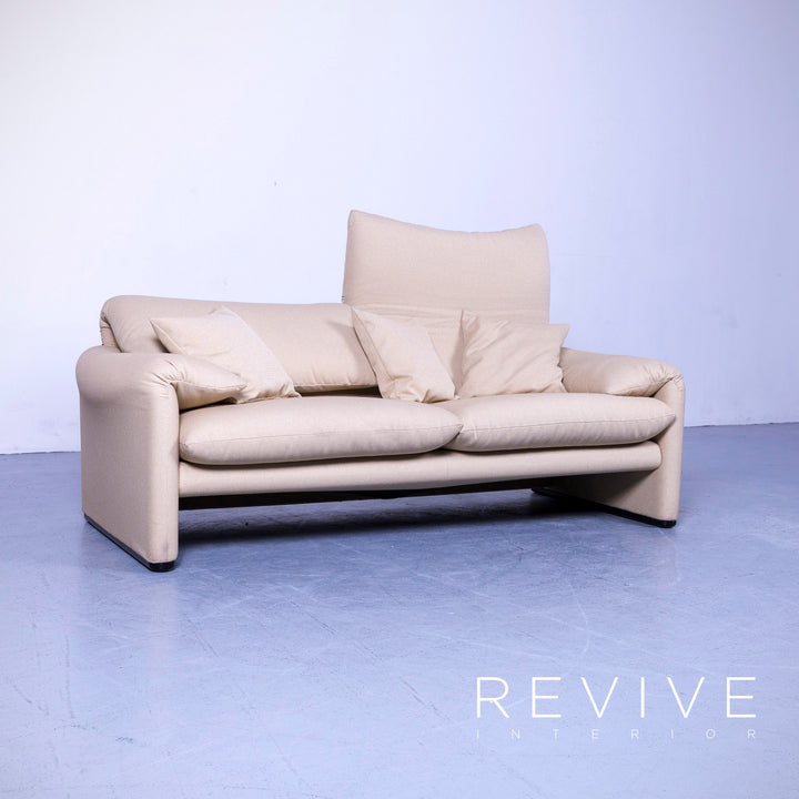 Cassina Maralunga designer fabric sofa set beige three seater couch feature #5549