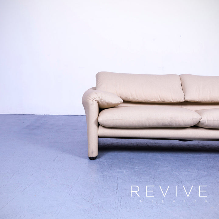 Cassina Maralunga designer fabric sofa set beige three seater couch feature #5549