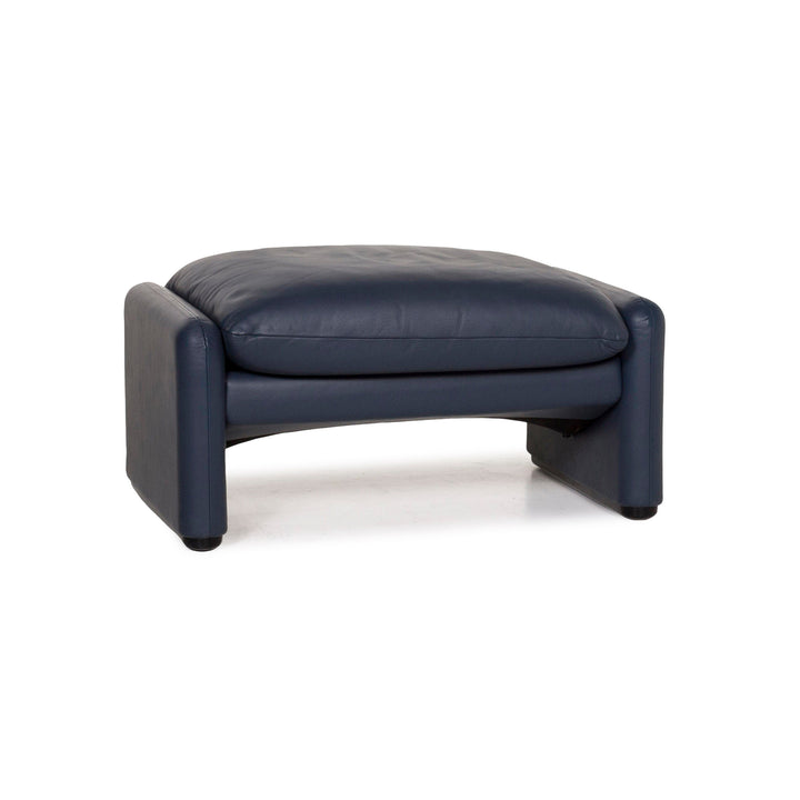 Cassina Maralunga Leder Hocker Blau #12397