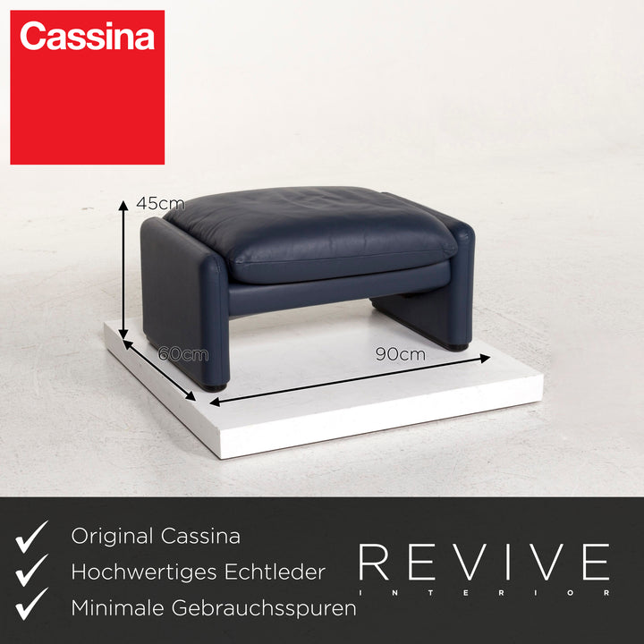 Cassina Maralunga Leder Hocker Blau #12397