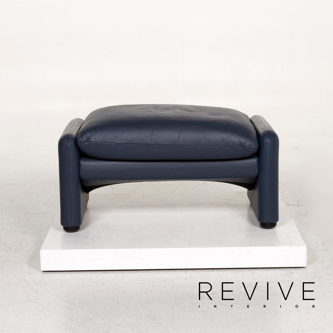 Cassina Maralunga Leder Hocker Blau #12397