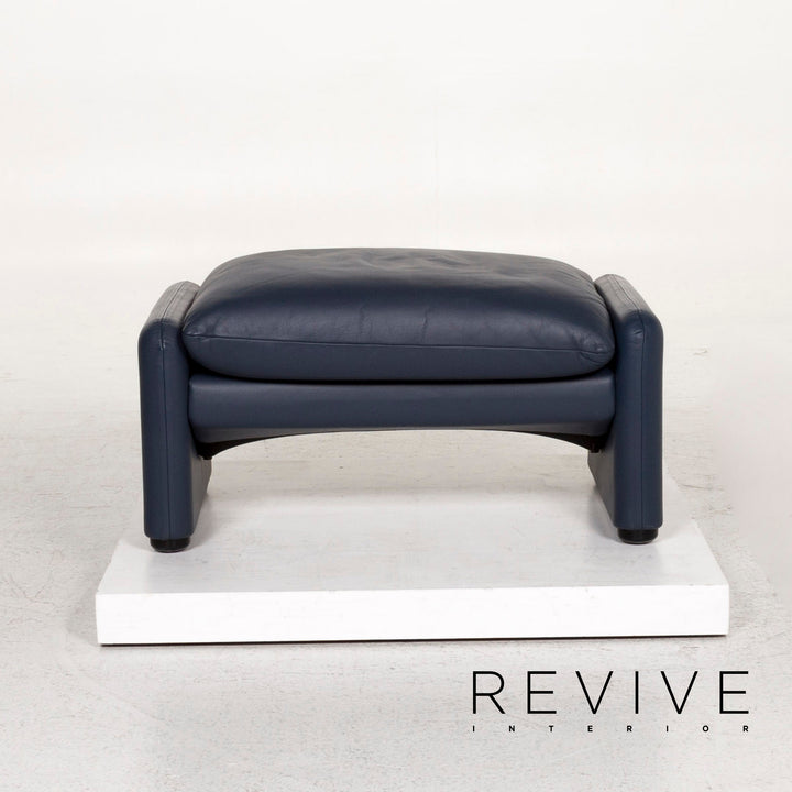 Cassina Maralunga Leder Hocker Blau #12397