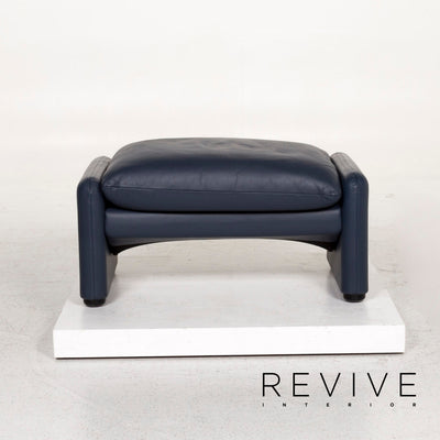 Cassina Maralunga Leder Hocker Blau #12397