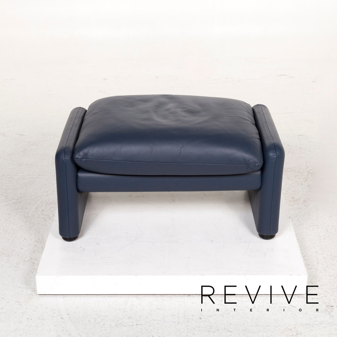 Cassina Maralunga Leder Hocker Blau #12397