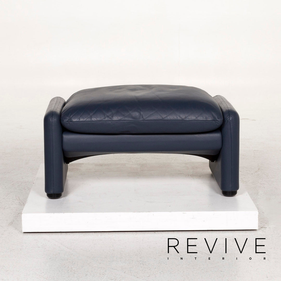 Cassina Maralunga Leder Hocker Blau #12397