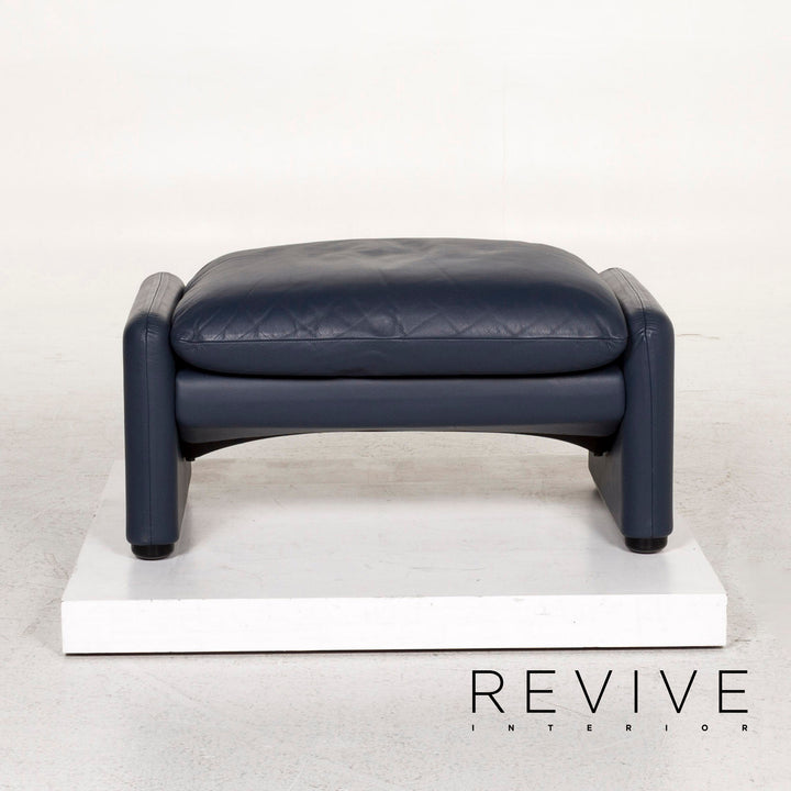 Cassina Maralunga Leder Hocker Blau #12397