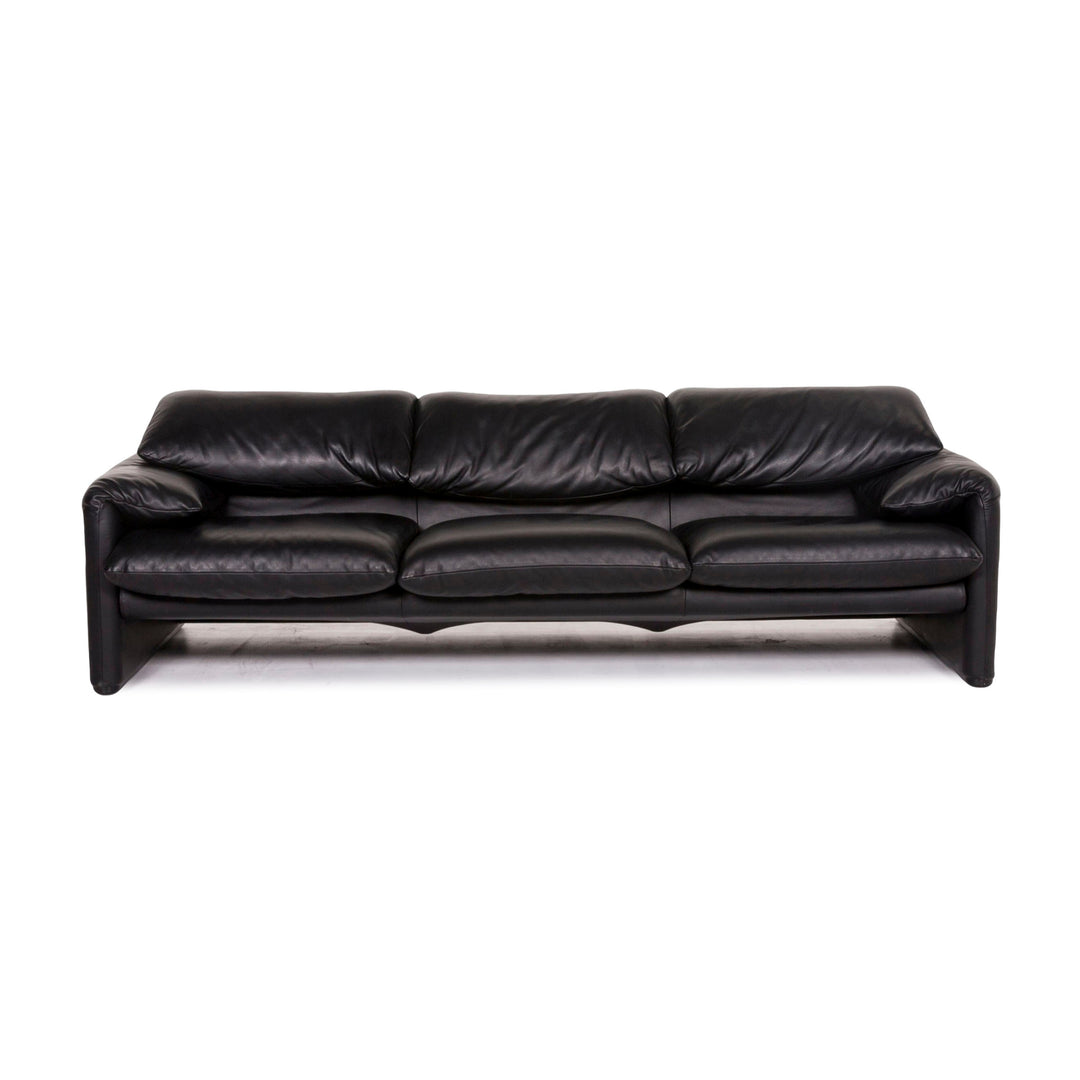 Cassina Maralunga Leder Schwarz Dreisitzer Coch #12438