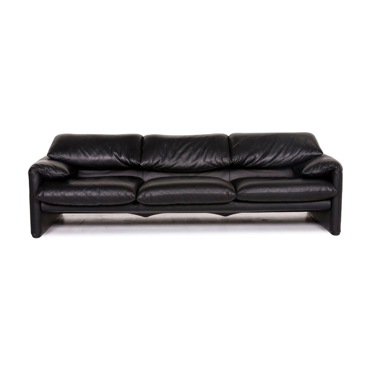 Cassina Maralunga Leder Schwarz Dreisitzer Coch #12438