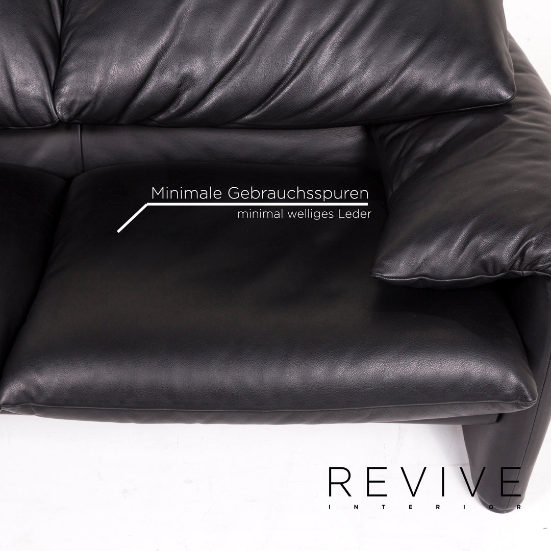 Cassina Maralunga Leder Schwarz Dreisitzer Coch #12438