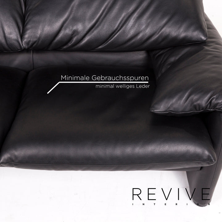 Cassina Maralunga Leder Schwarz Dreisitzer Coch #12438