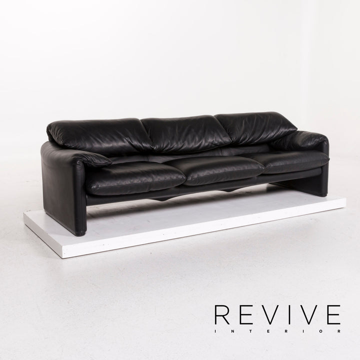 Cassina Maralunga Leder Schwarz Dreisitzer Coch #12438