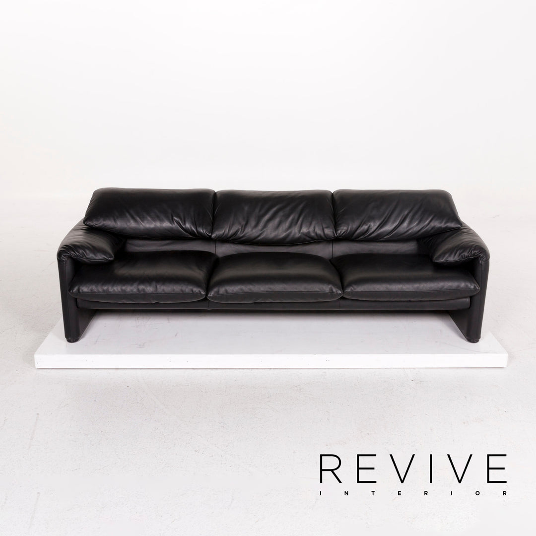 Cassina Maralunga Leder Schwarz Dreisitzer Coch #12438