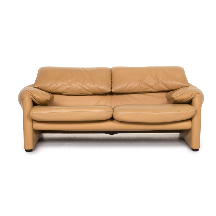 Cassina Maralunga Leder Sofa Beige Zweisitzer Funktion Couch #12980