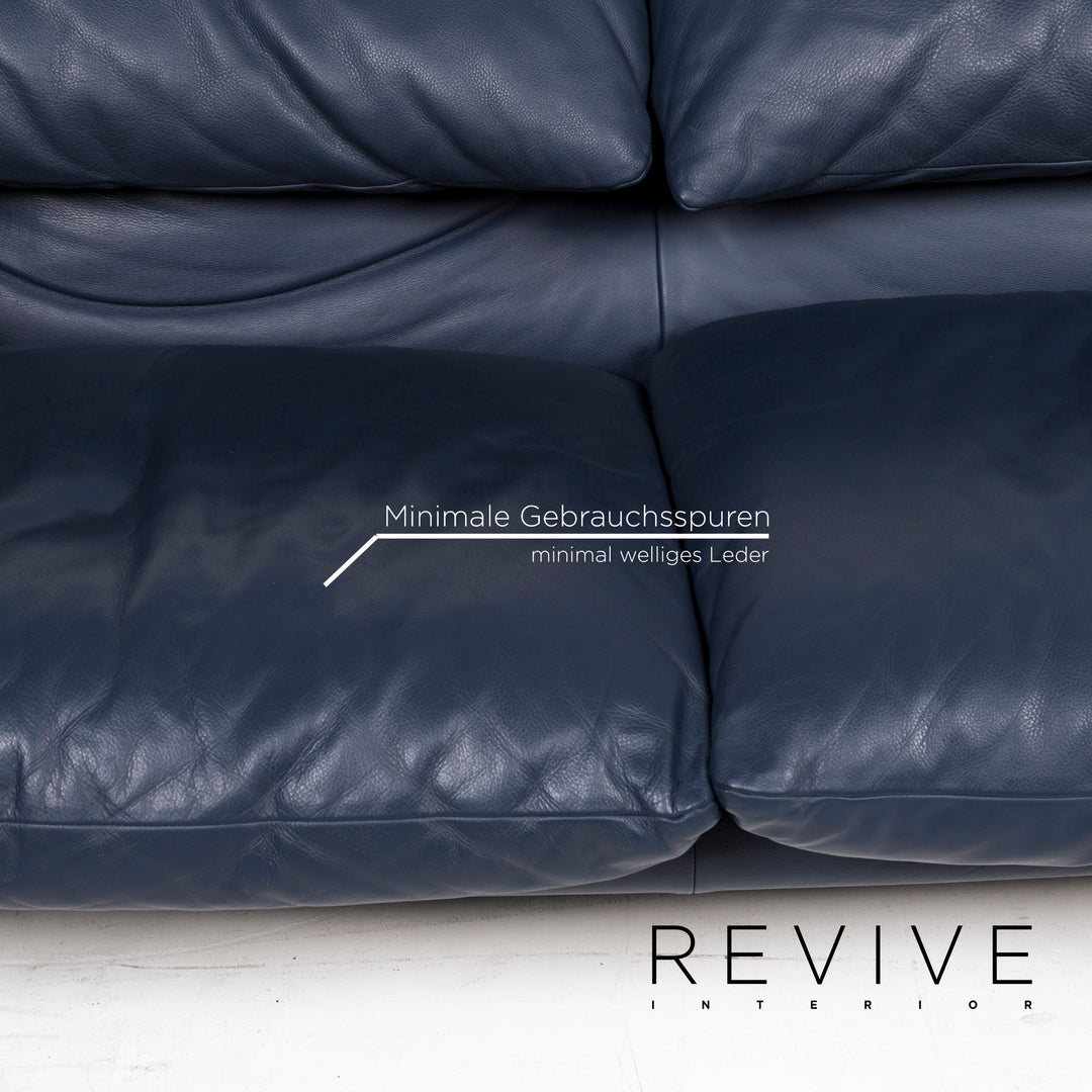 Cassina Maralunga Leder Sofa Blau Zweisitzer Funktion Couch #12398