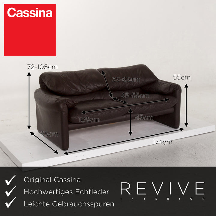 Cassina Maralunga Leder Sofa Braun Dunkelbraun Zweisitzer Funktion Couch #13368
