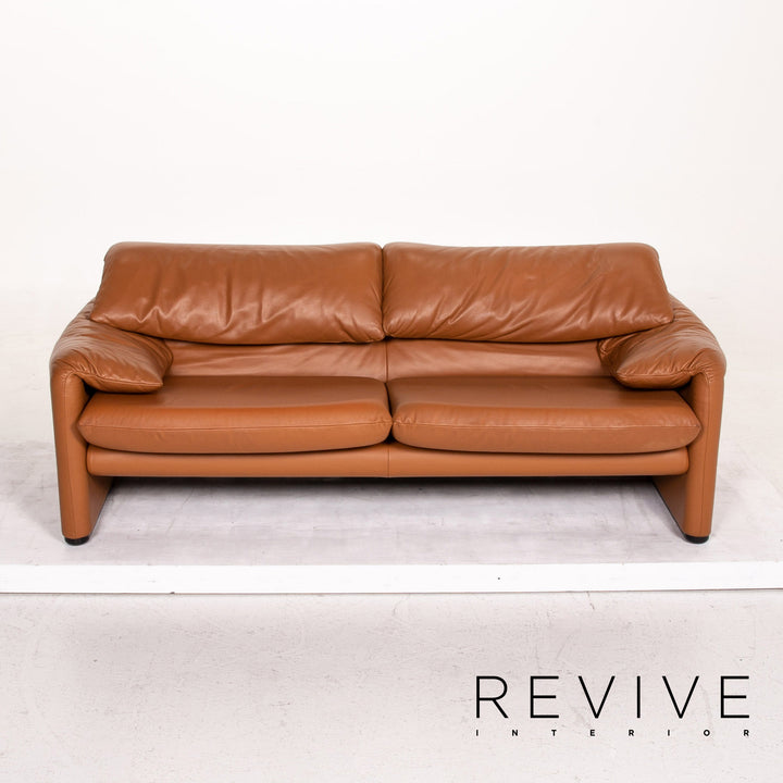 Cassina Maralunga Leder Sofa Cognac Braun Dreisitzer Funktion Couch #14773