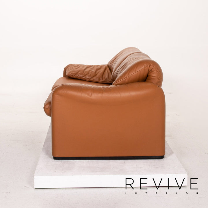 Cassina Maralunga Leder Sofa Cognac Braun Dreisitzer Funktion Couch #14773