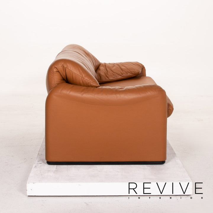 Cassina Maralunga Leder Sofa Cognac Braun Dreisitzer Funktion Couch #14773