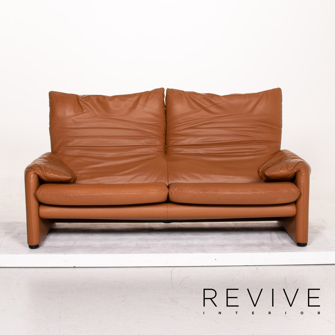 Cassina Maralunga Leder Sofa Cognac Braun Dreisitzer Funktion Couch #14773