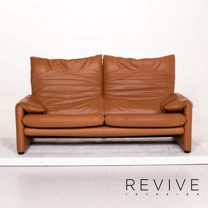 Cassina Maralunga Leder Sofa Cognac Braun Dreisitzer Funktion Couch #14773