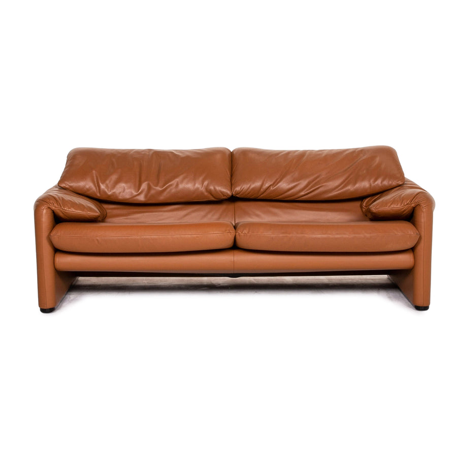 Cassina Maralunga Leder Sofa Cognac Braun Dreisitzer Funktion Couch #14773
