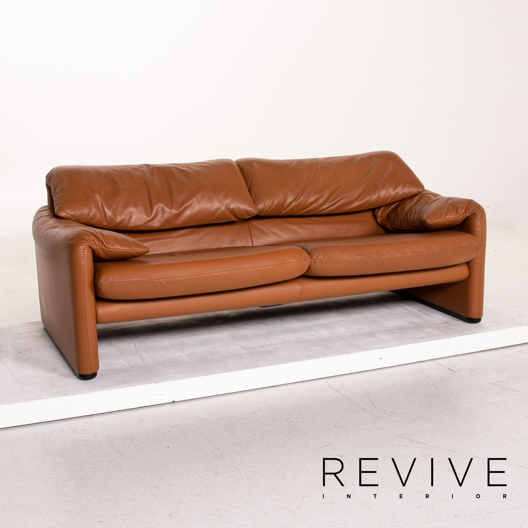 Cassina Maralunga Leder Sofa Cognac Braun Dreisitzer Funktion Couch #14773