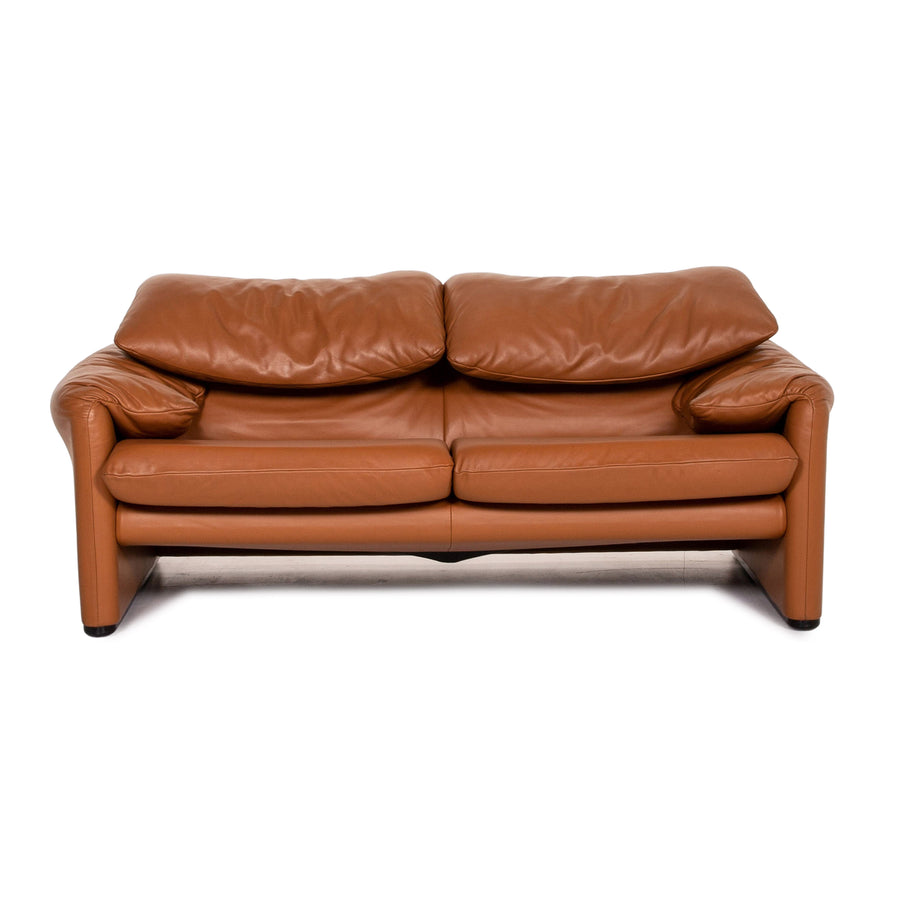 Cassina Maralunga Leather Sofa Cognac Brown Function Couch #14774