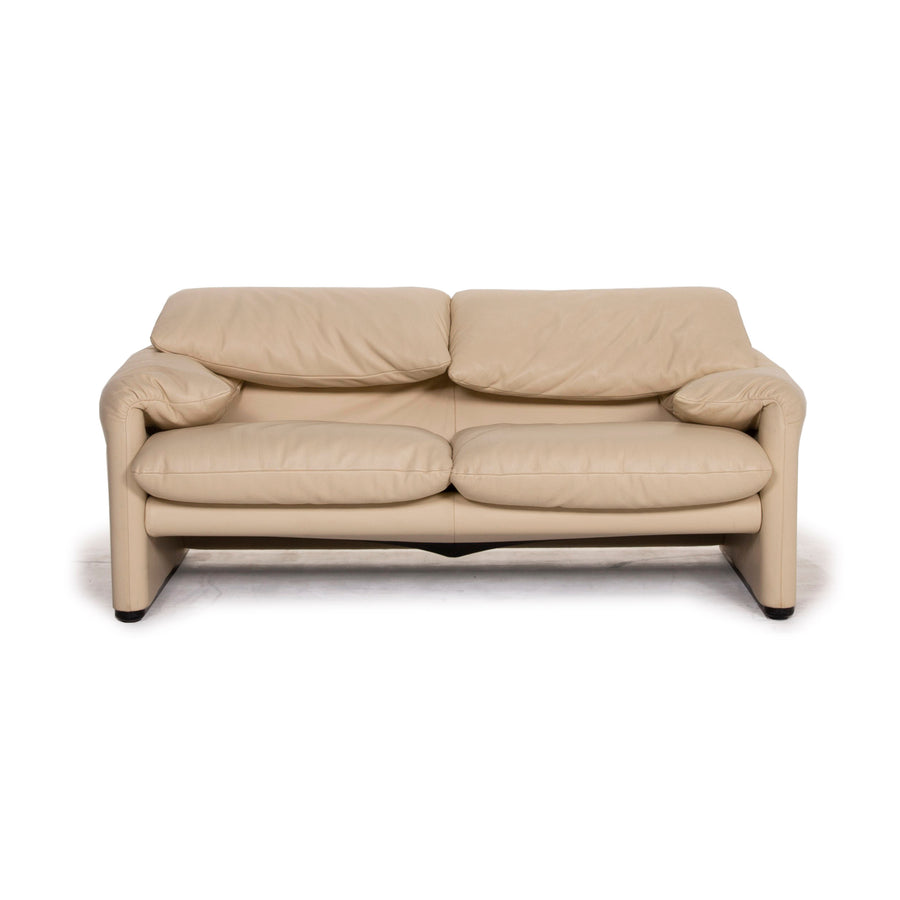 Cassina Maralunga Leder Sofa Creme Zweisitzer #15564