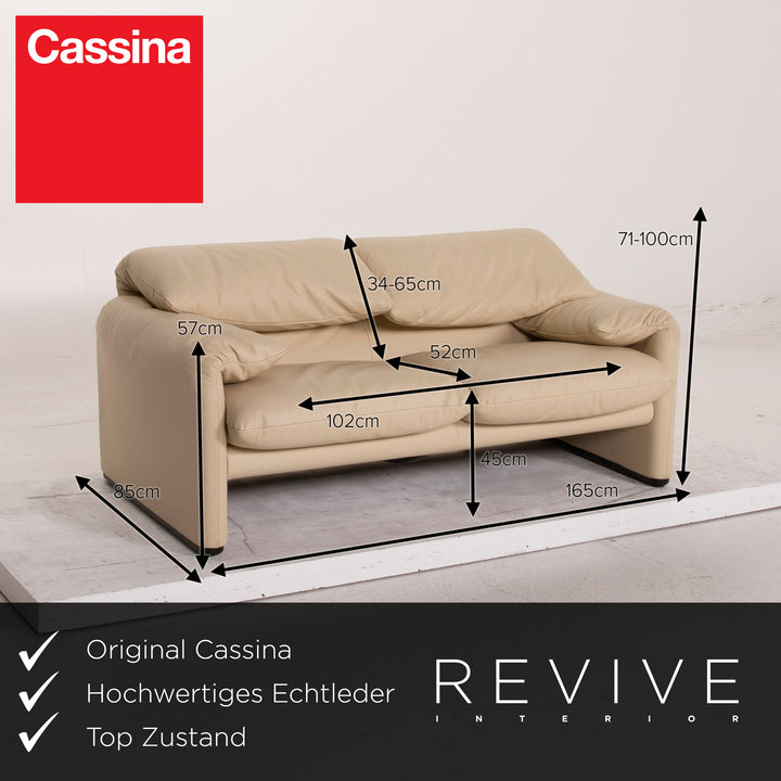 Cassina Maralunga Leder Sofa Creme Zweisitzer #15564
