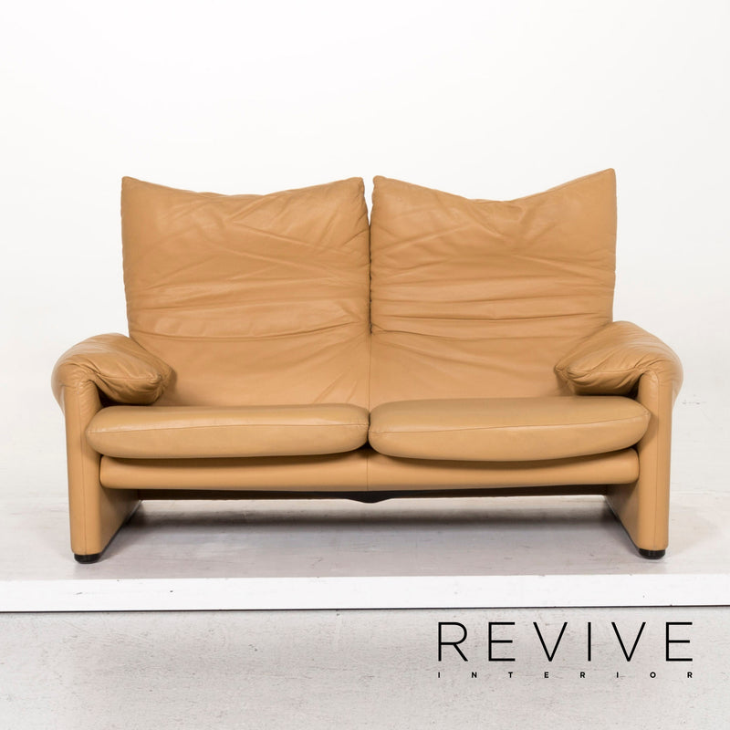 Cassina Maralunga Leder Sofa Garniotur Beige Dreisitzer Zweisitzer Funktion Couch 
