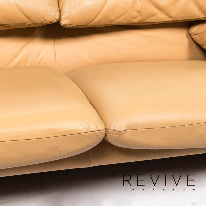 Cassina Maralunga Leder Sofa Garniotur Beige Dreisitzer Zweisitzer Funktion Couch #12981