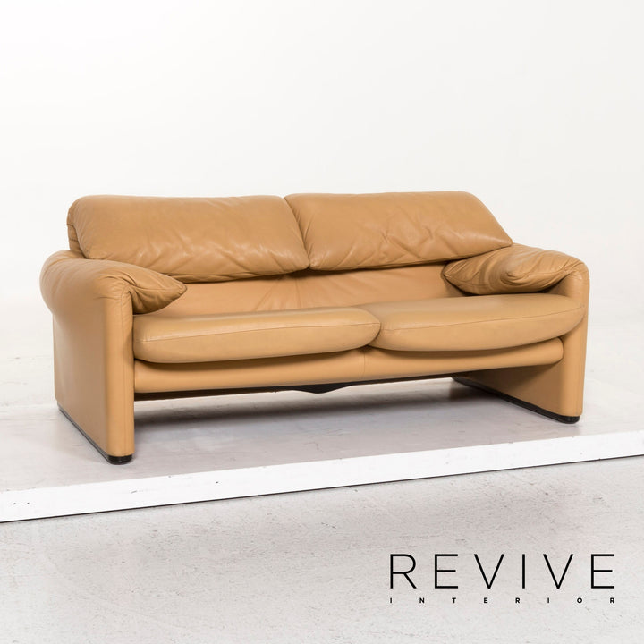 Cassina Maralunga Leder Sofa Garniotur Beige Dreisitzer Zweisitzer Funktion Couch #12981