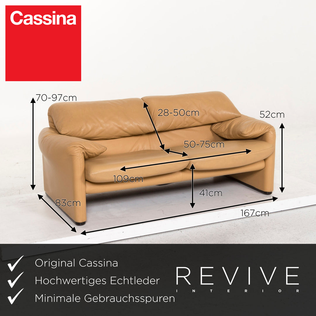 Cassina Maralunga Leder Sofa Garniotur Beige Dreisitzer Zweisitzer Funktion Couch #12981