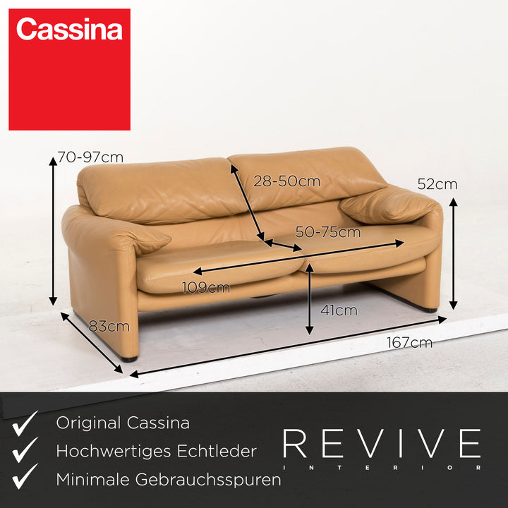 Cassina Maralunga Leder Sofa Garniotur Beige Dreisitzer Zweisitzer Funktion Couch #12981