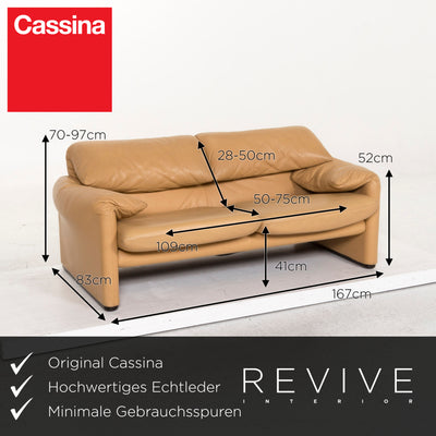 Cassina Maralunga Leder Sofa Garniotur Beige Dreisitzer Zweisitzer Funktion Couch #12981