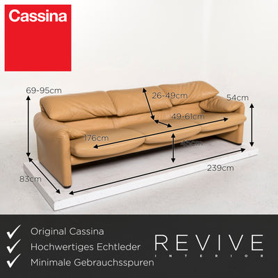 Cassina Maralunga Leder Sofa Garniotur Beige Dreisitzer Zweisitzer Funktion Couch #12981