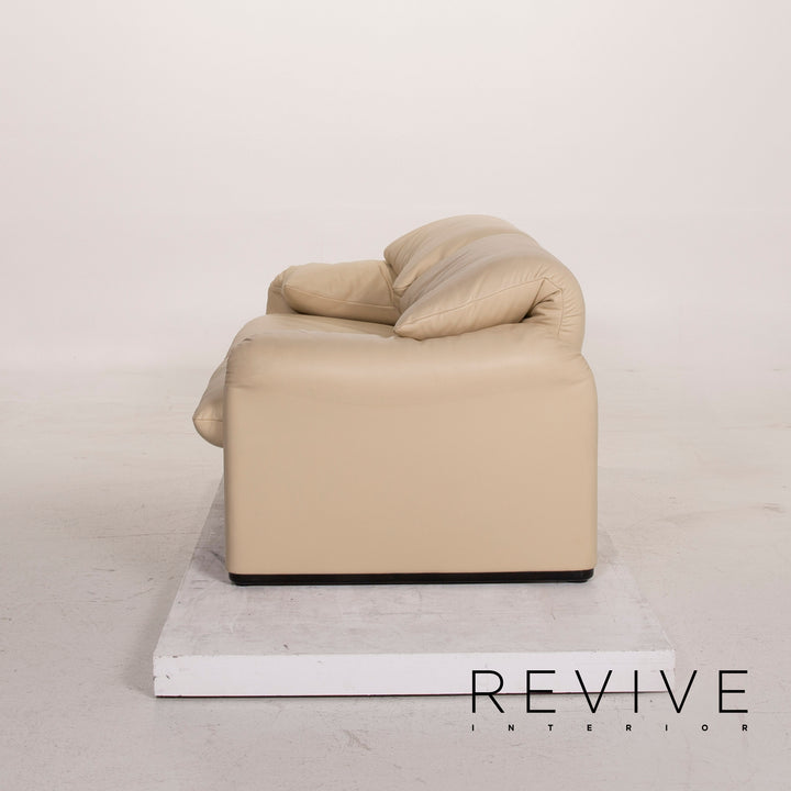 Cassina Maralunga leather sofa set cream 2x two-seater #15565