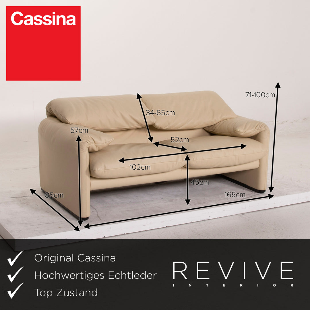 Cassina Maralunga Leder Sofa Garnitur Creme 2x Zweisitzer #15565