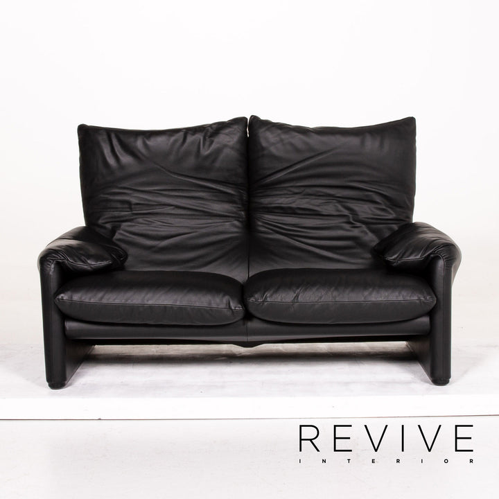Cassina Maralunga ensemble de canapés en cuir noir 1x trois places 1x deux places 1x fonction fauteuil #14810