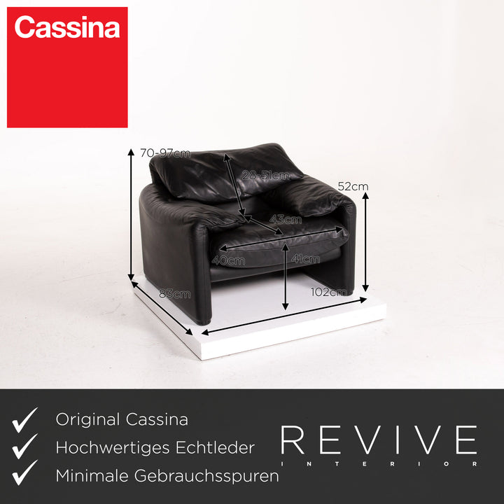 Cassina Maralunga ensemble de canapés en cuir noir 1x trois places 1x deux places 1x fonction fauteuil #14810