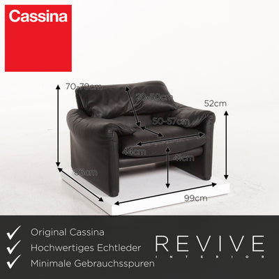 Cassina Maralunga Leder Sofa Garnitur Schwarz 1x Zweisitzer 1x Sessel #12726