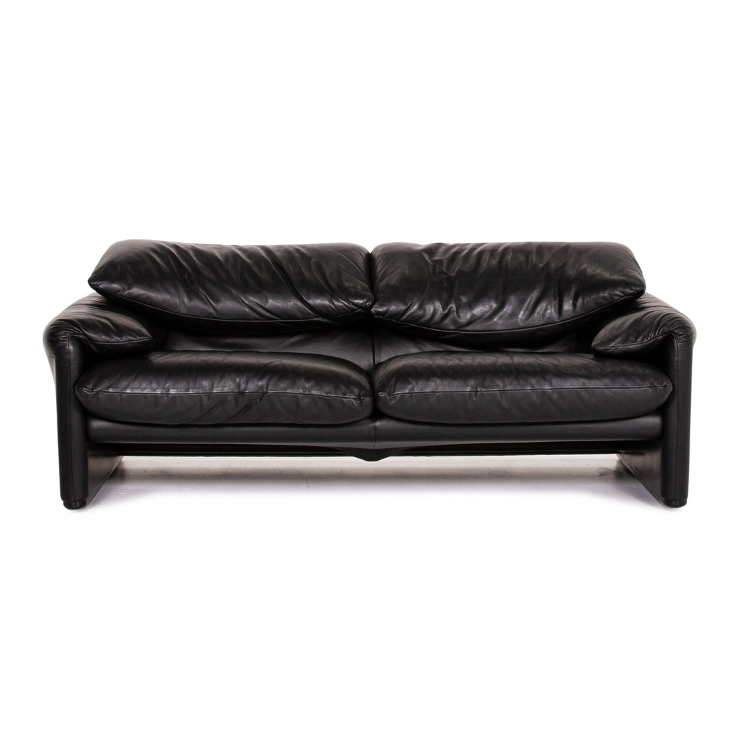 Cassina Maralunga Leder Sofa Schwarz Dreisitzer Funktion Couch #14474