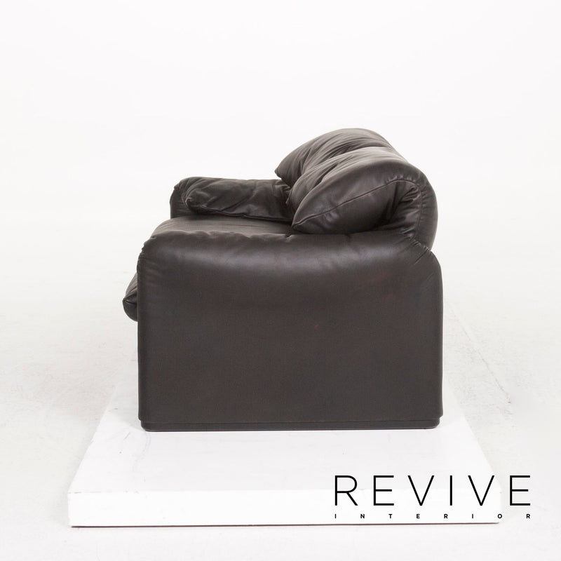 Cassina Maralunga Leder Sofa Schwarz Zweisitzer Funktion Couch 