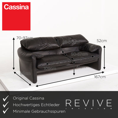 Cassina Maralunga Leder Sofa Schwarz Zweisitzer Funktion Couch #12268
