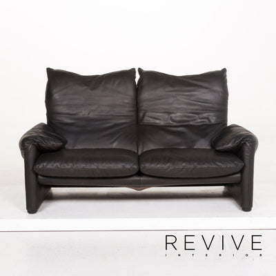 Cassina Maralunga Leder Sofa Schwarz Zweisitzer Funktion Couch #12268