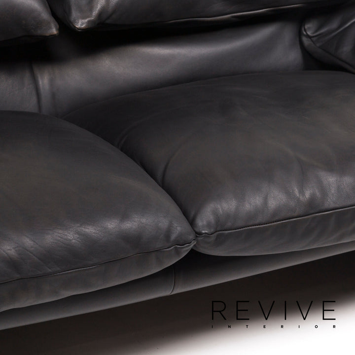 Cassina Maralunga Leder Sofa Schwarz Zweisitzer Funktion Couch #12268