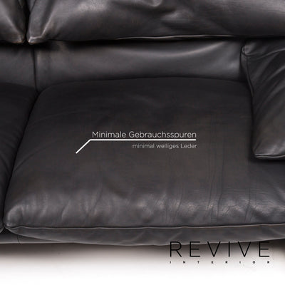 Cassina Maralunga Leder Sofa Schwarz Zweisitzer Funktion Couch #12268